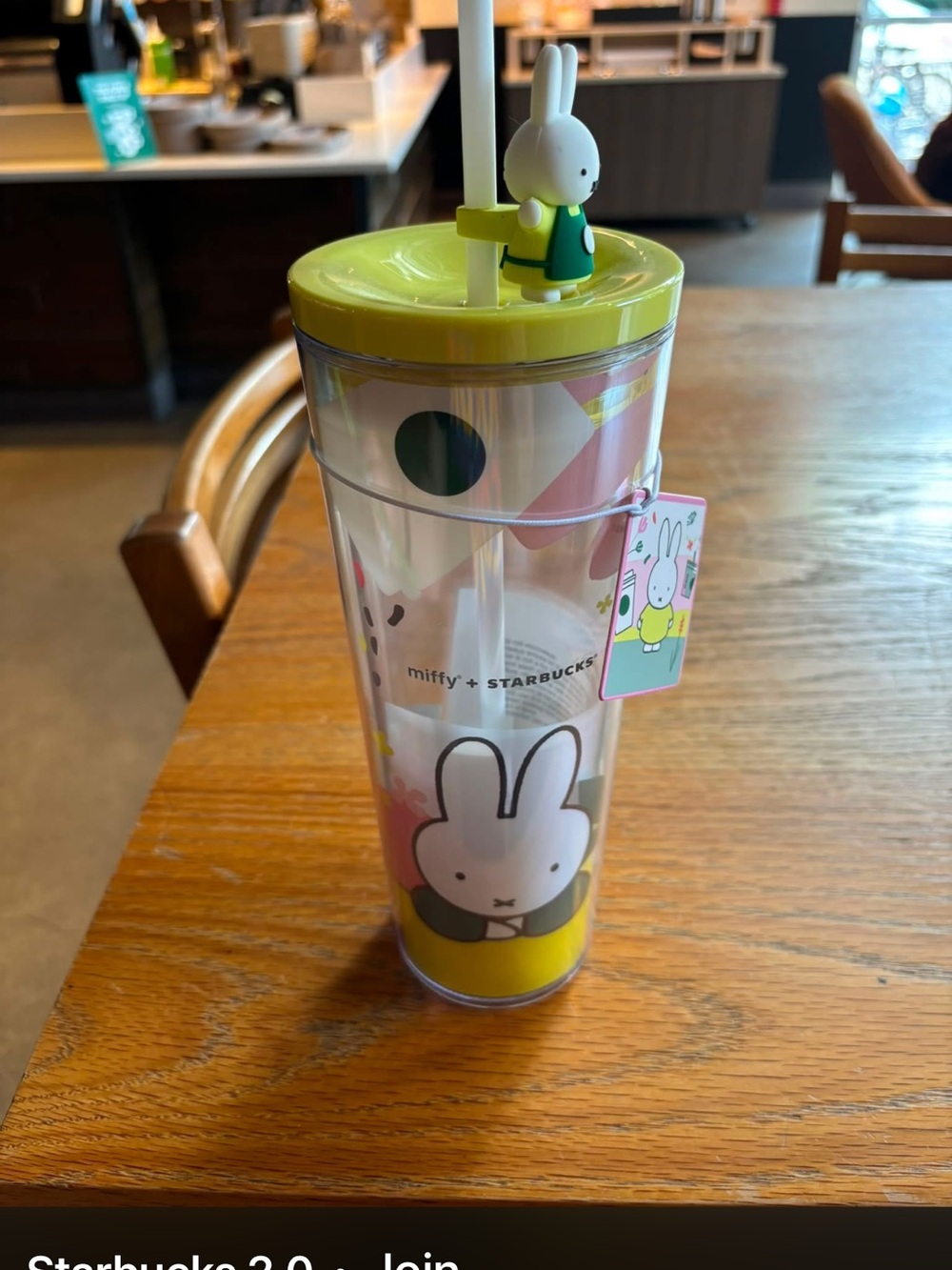 Miffy Yellow Lid Starbucks Cup - Miffy Character collab nwt